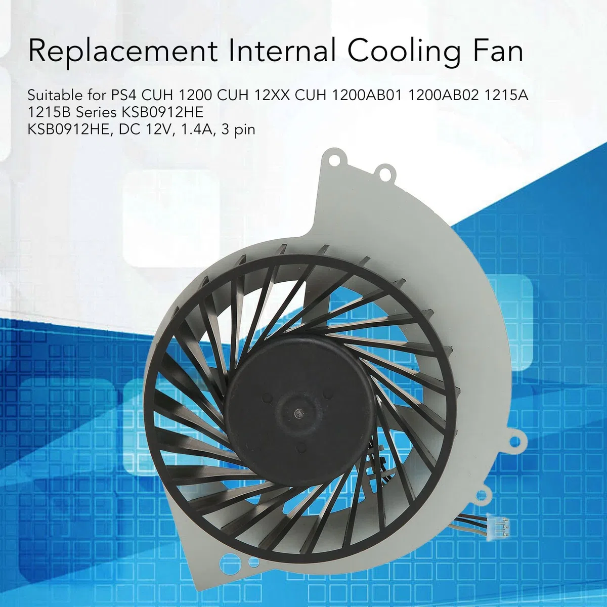 Ventilador de Refrigeración Interno de Repuesto para PS4, 12V 1.4a Ventilador de Refrigeración de CPU de 3 Pines para CUH 1200 CUH 12XX CUH 1200AB01 1200AB02 1215a 1215B Series