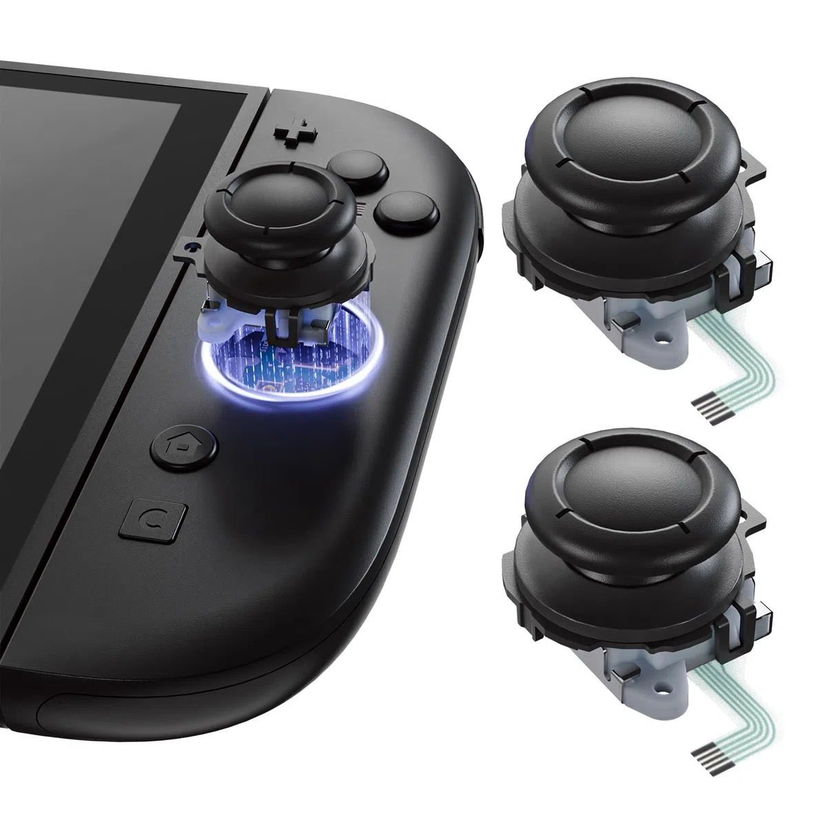 eXtremeRate Joystick 3D de Repuesto para Nintendo Switch 2, Palanca Analógica Izquierda y Derecha para Joycon 2 con Herramientas de Reparación, Multicolor (Negro)