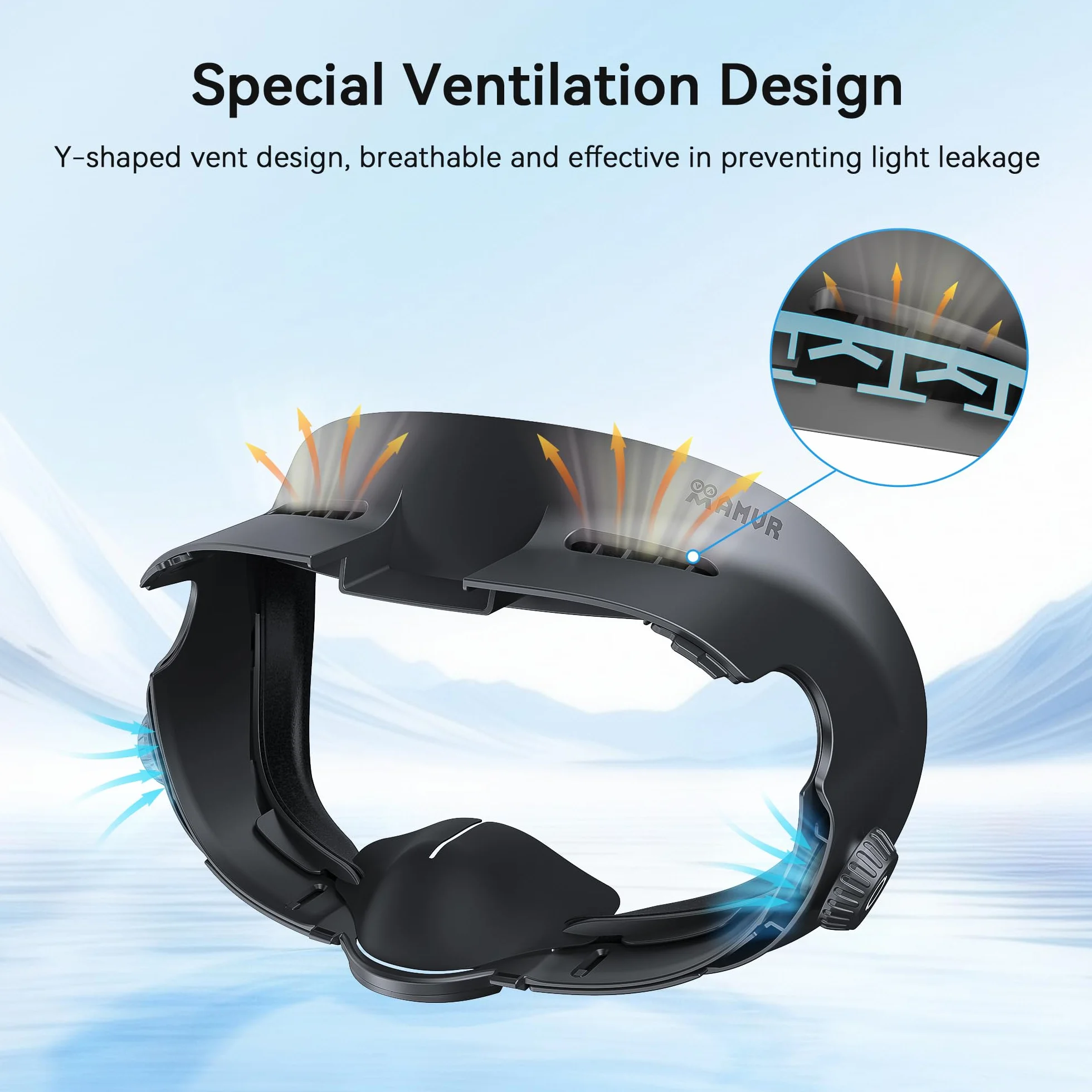 AMVR Upgraded Comfort Face Cover Pad Interfaz Facial Compatible con Q3 Accesorios, con Perilla Ajustable, con Cojín Facial de PU y Algodón de Seda de Hielo Transpirable