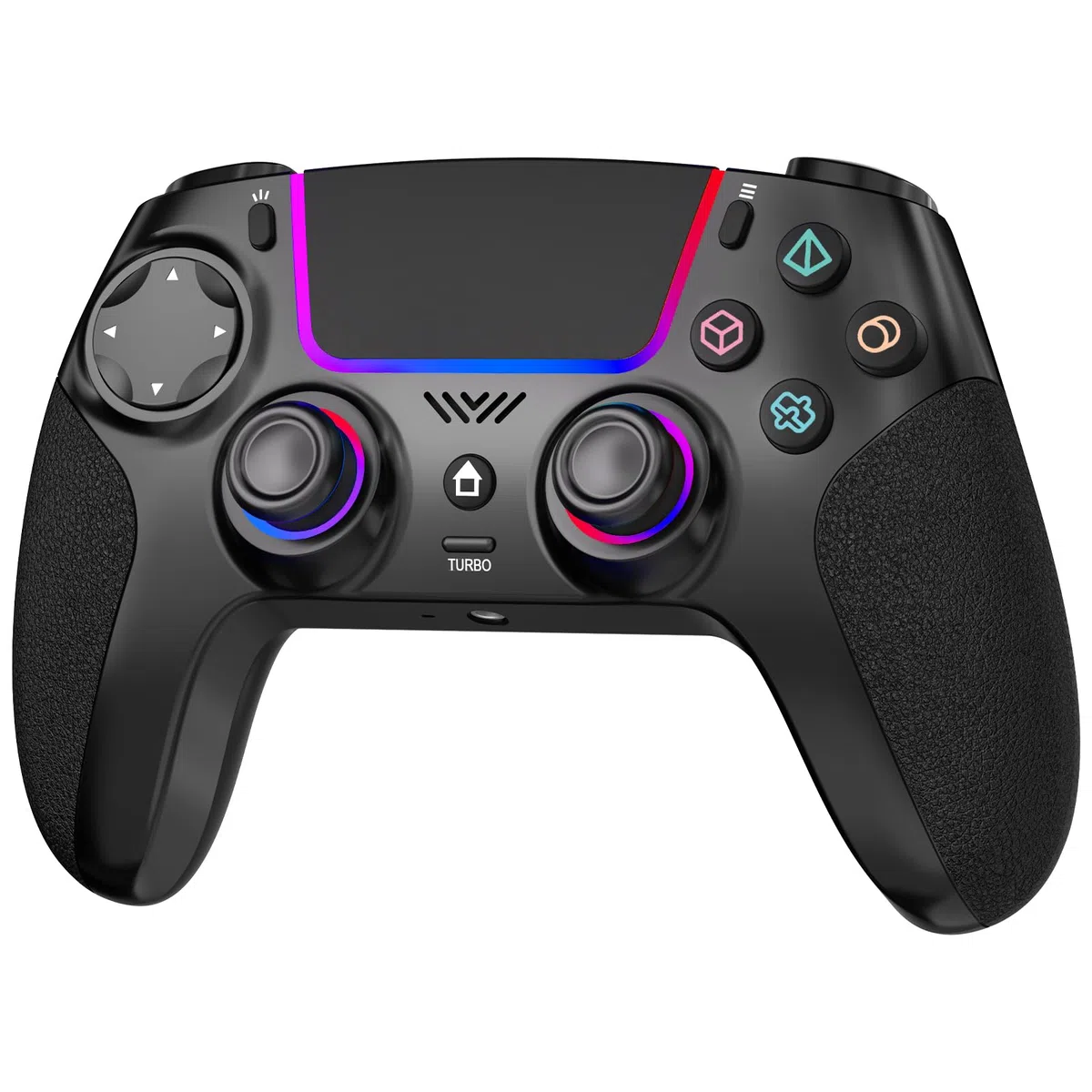 SZPACMATE Mando Inalámbrico para PS4/PS3/Switch/PC/iOS/Android/Steam Deck, con Luces RGB de 8 Colores/Joystick Effect Hall/Batería 1000 mAh/Turbo/Vibración Dual/Programable/Empuñadura Antideslizante