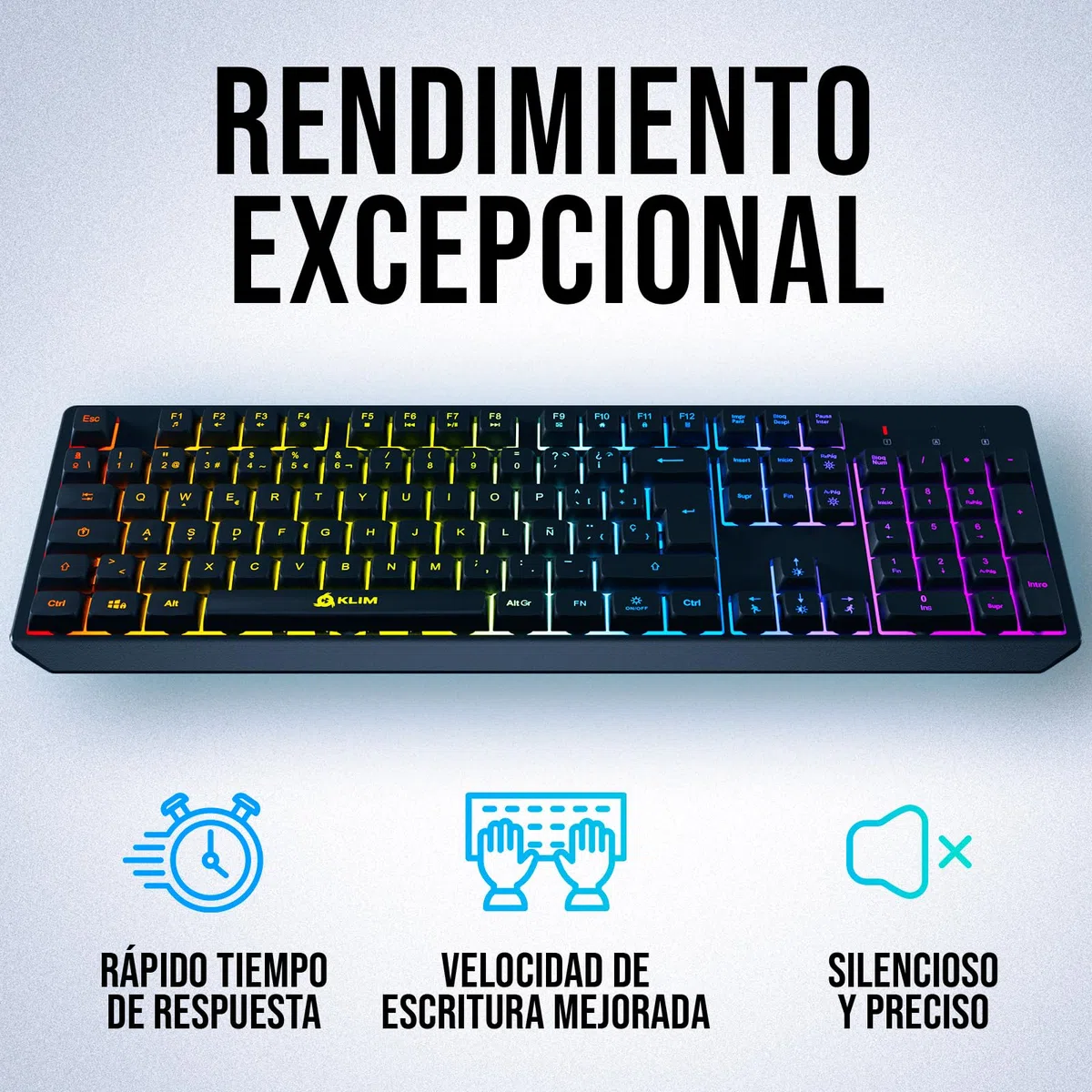 KLIM Chroma Wireless - Teclado inalámbrico Gaming - Nuevo - Teclado Gaming Ligero, Duradero, resiste al Agua, ergonómico, silencioso - Teclado Gamer PC PS4 PS5 Xbox One Mac - Negro
