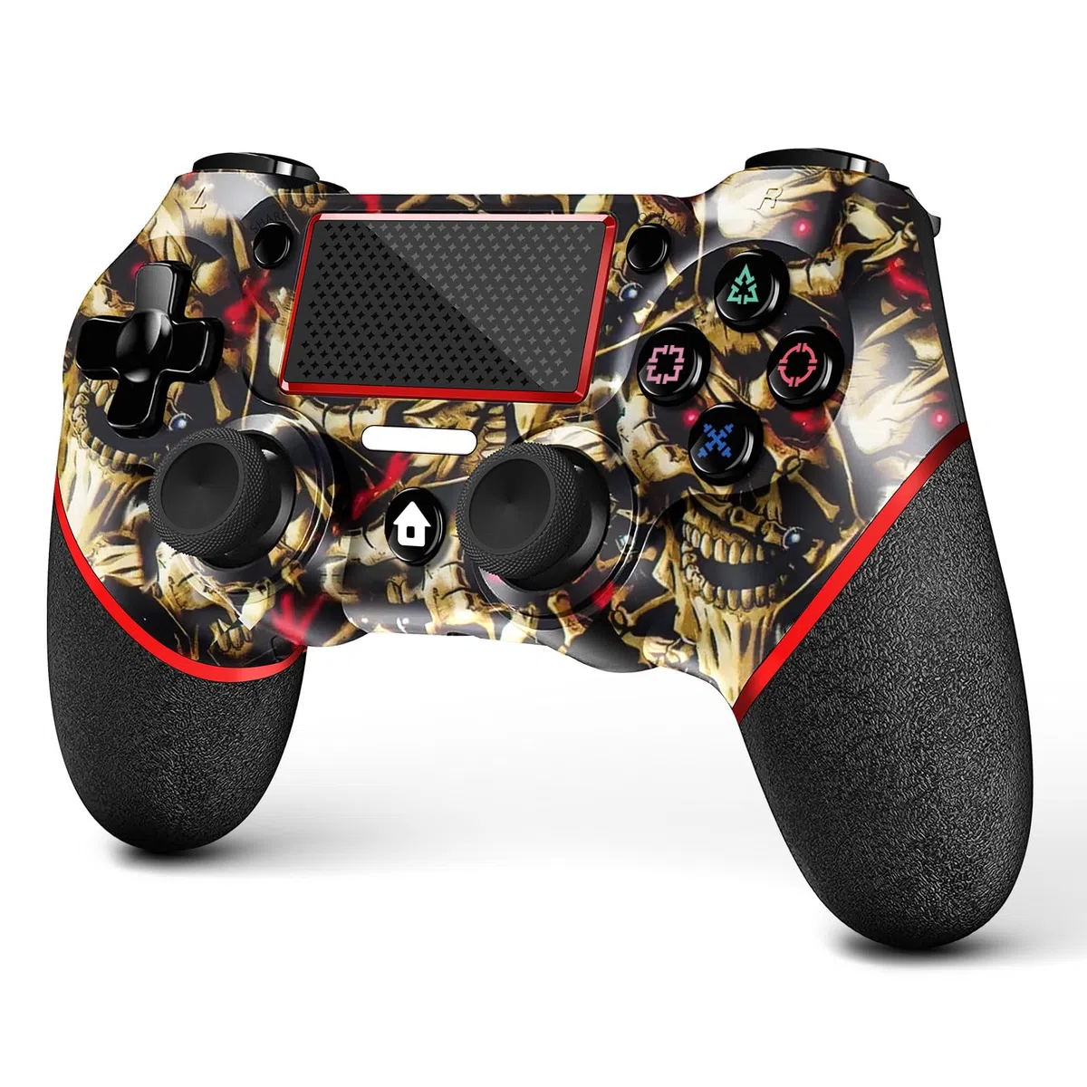 AceGamer Mando Inalámbrico para PS4，Mando de Juego para PS4/Pro/Slim/PC，Gamepad Joystick con Turbo/Botón Trasero/Doble Vibración/6-Axis Sensor Giroscópico/Panel Táctil (Esqueleto dorado)