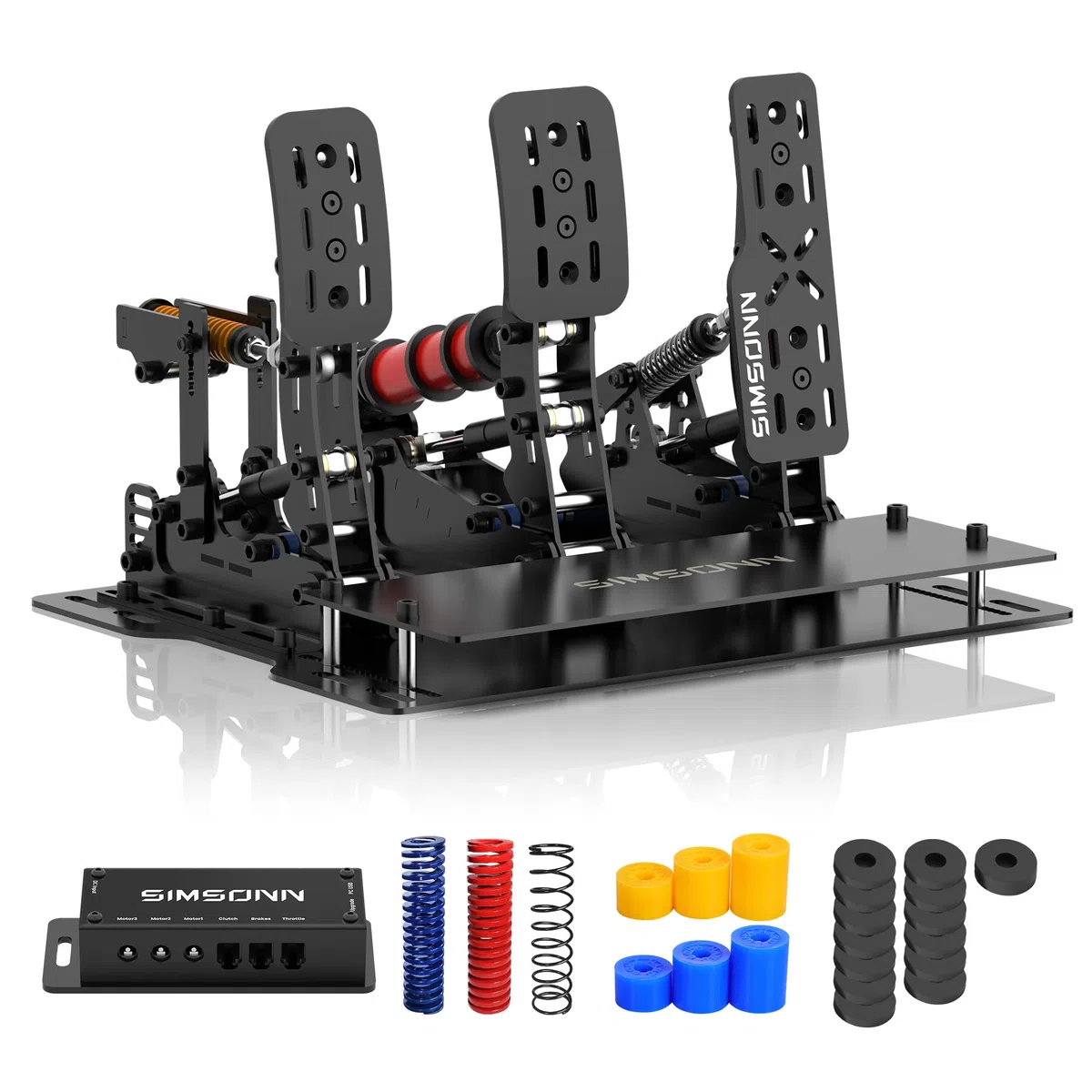 SIMSONN Plus X Sim Racing Pedals Pedales de simulación de carreras celda de carga PC HE Pedal hidráulicos negro (PLUS X BLACK P3-H3-Plate)