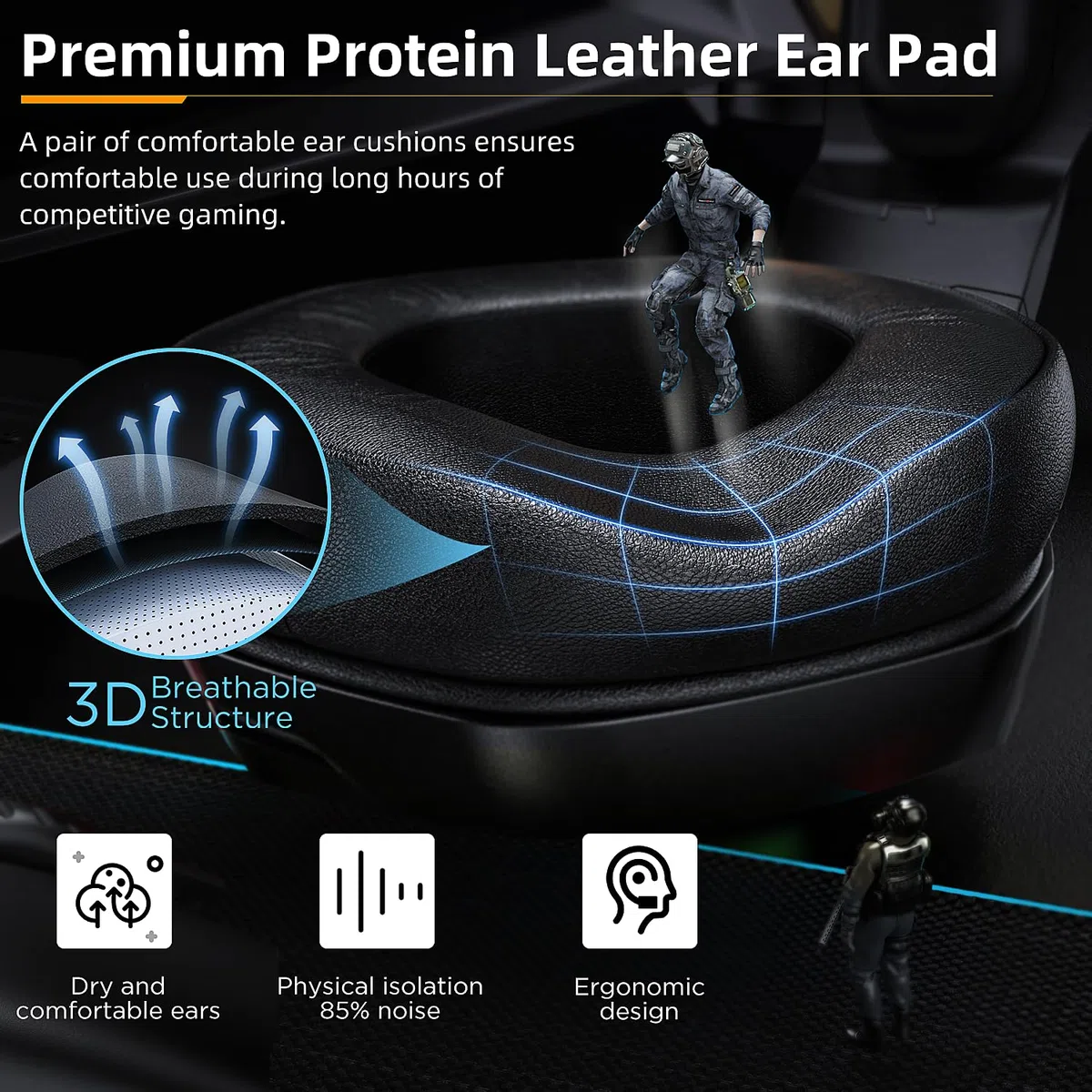 Cascos Gaming con Micrófono, Cascos con Nivel de Sonido Envolvente Rico, Orejeras Grandes y 4 Modo Luz RGB, Auriculares Gaming para Ps4 Ps5 PC Xboxone Switch