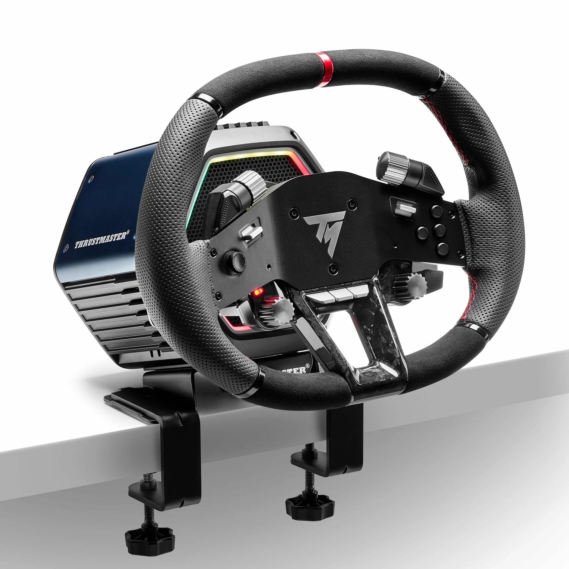 Thrustmaster Hypercar Wheel Add-On - Aro de Volante Premium (Cuero Auténtico y Carbono, Diseño Ovalado, Levas Magnéticas, Compatible con PS5, Xbox y PC) Licencia Oficial