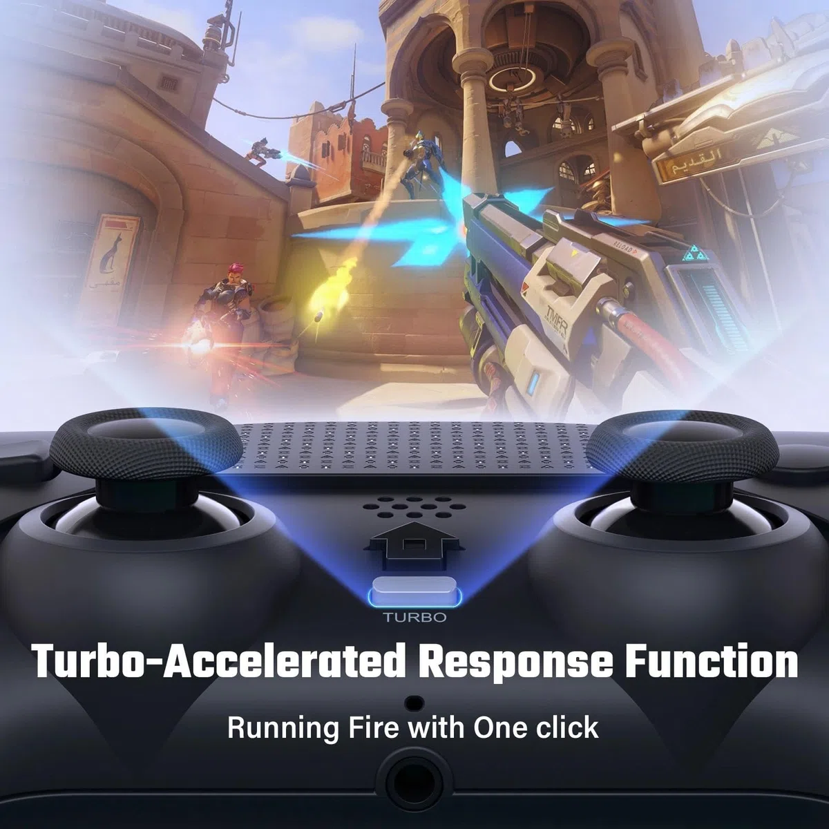 LATEC Mando para PS4, Mando Inalámbrico PS4 con Bluetooth, 2 Botones de Programación Macro, 6-Axis Sensor Giroscópico, Doble Vibración, Panel Táctil, Negro