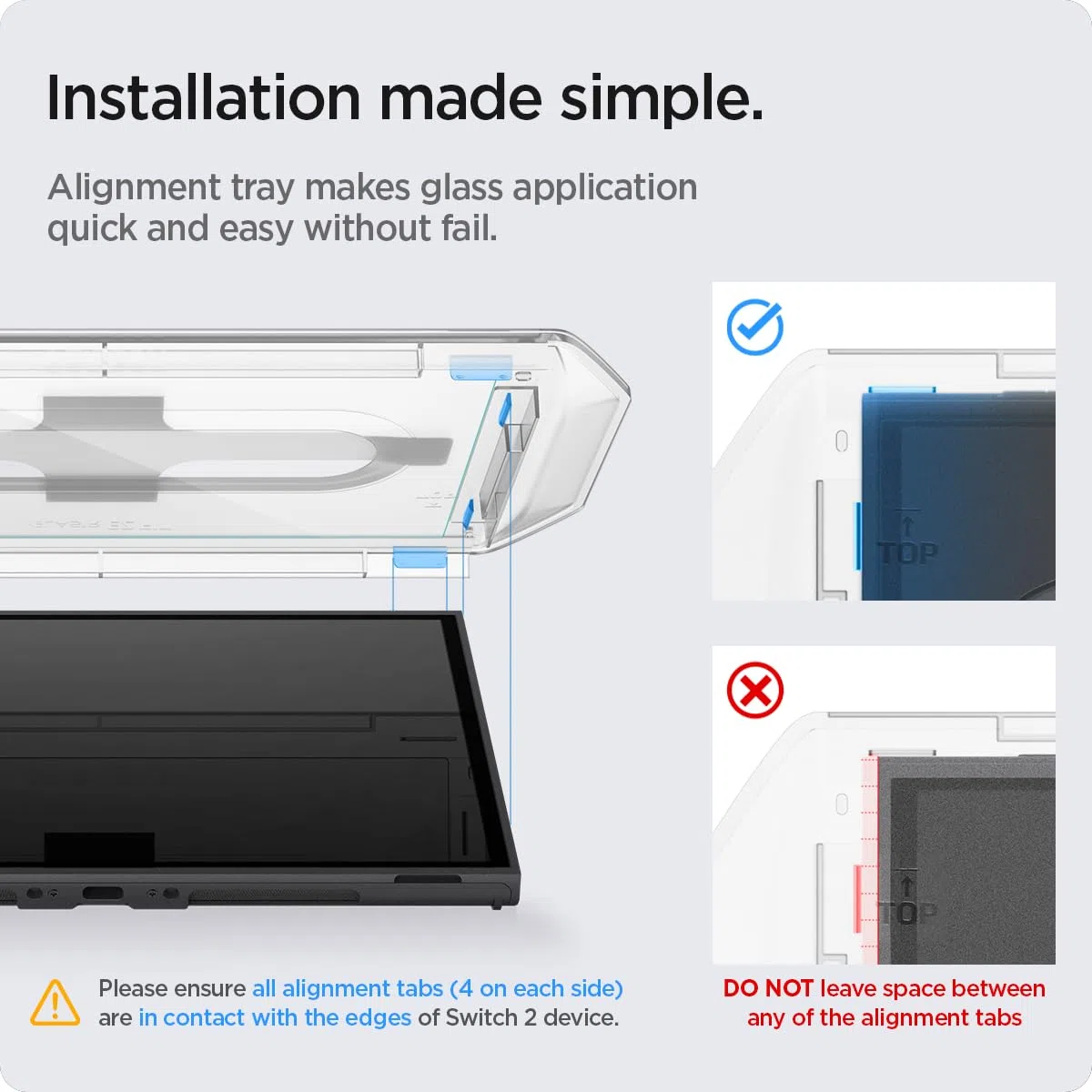 Spigen Glas.tR EZ Fit Protector Pantalla para Nintendo Switch 2, 2 Unidades, Instalación Fácil, Dureza 9H, Alta-Definición