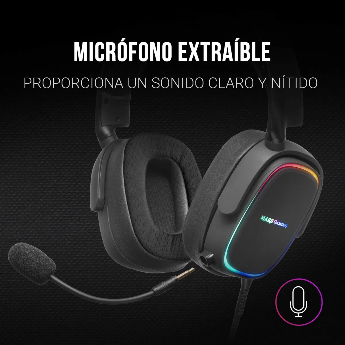 Mars Gaming MHAX Negro, Auriculares Gaming RGB, Micrófono Extraíble, HiFi, Compatibilidad Multiplataforma