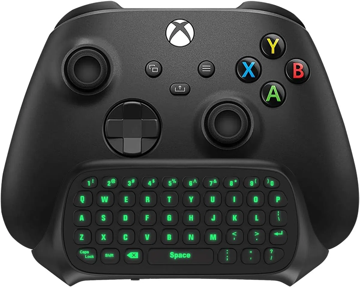 TiMOVO Mini Teclado con retroiluminación Verde para Xbox One, Xbox Series X|S, Mando de Juego del Teclado con Auriculares y Conector de Audio, para Xbox One/One S/One Elite, Receptor 2.4G Incluido -