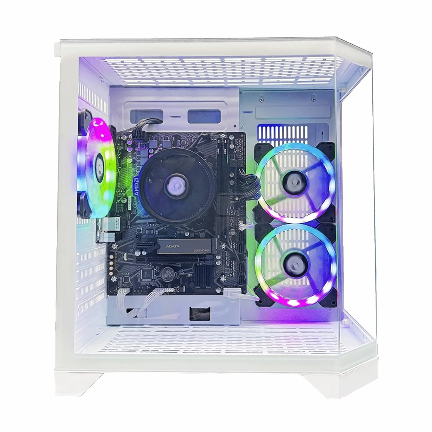 NitroPC - PC Gaming Avanzado (AMD Ryzen 5 3400G 4/8 4.2GHz, RX Vega 11, RAM 16GB, 480GB SSD, Windows 11 Pro, WiFi) Ordenador de sobremesa, PC Gamer (Blanco)